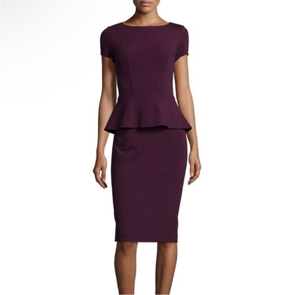 Lafayette 148 Penny Dress Dark Red Peplum Short Sleeve Wool Career Office - Picture 1 of 5